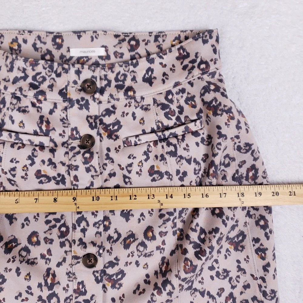 Maurices Leopard Print‎ Button Front Mini Skirt Tan Brown Size 8 High Waisted